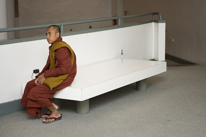 Venerable U Pannya Thiri sitting on a bench