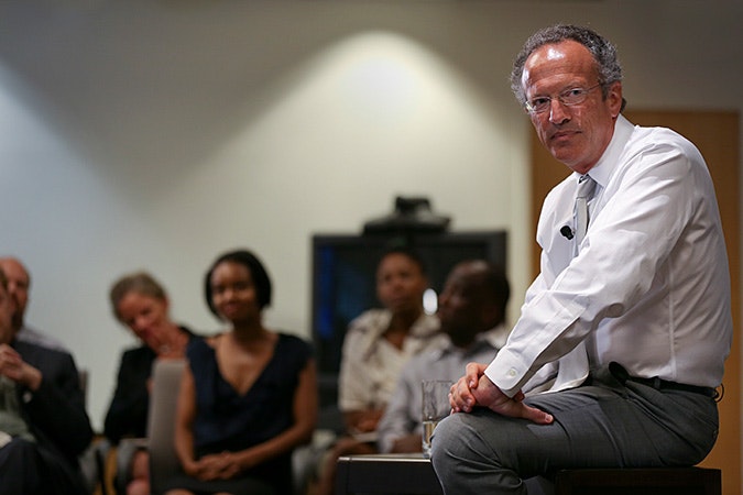 Chris Stone speaks with staff at the Open Society Foundations on July 2, 2012, his first day as president. Photo credit: Lauren Frohne/Open Society Foundations Christopher Stone