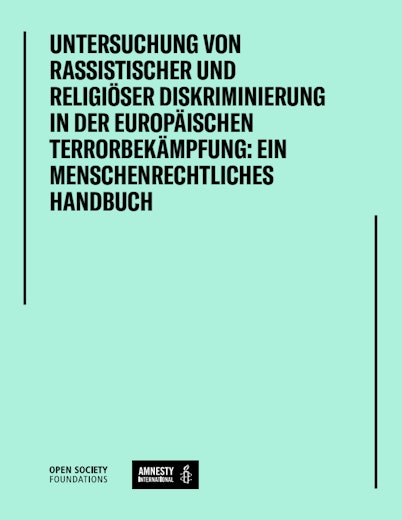 First page of PDF with filename: german-publication-a-human-rights-guide-for-researching-racial-and-religious-discrimination-in-counterterrorism-in-europe.pdf