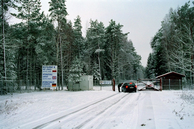 A checkpoint covered in snow