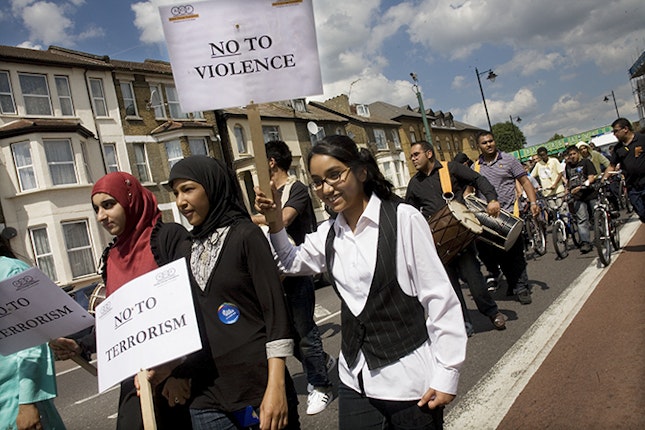 Young women marching