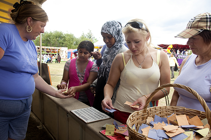 Women at a booth