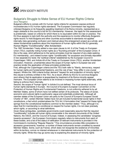 First page of PDF with filename: bulgaria-roma-rights-20011001.pdf