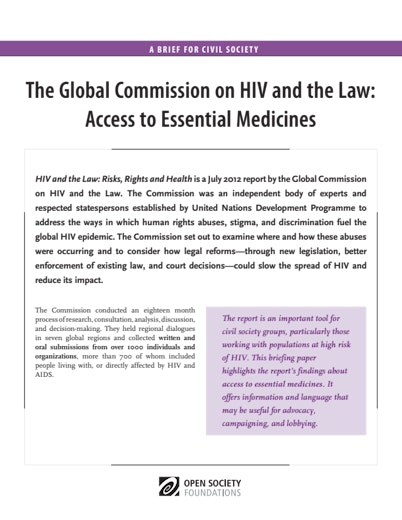 First page of PDF with filename: HIV-and-the-Law-Access-to-Essential-Medicines-20130930_1.pdf
