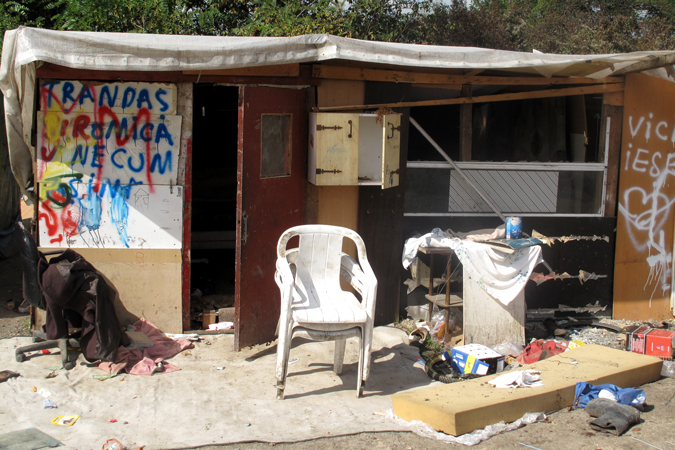 A Roma family after leaving the squatter camp