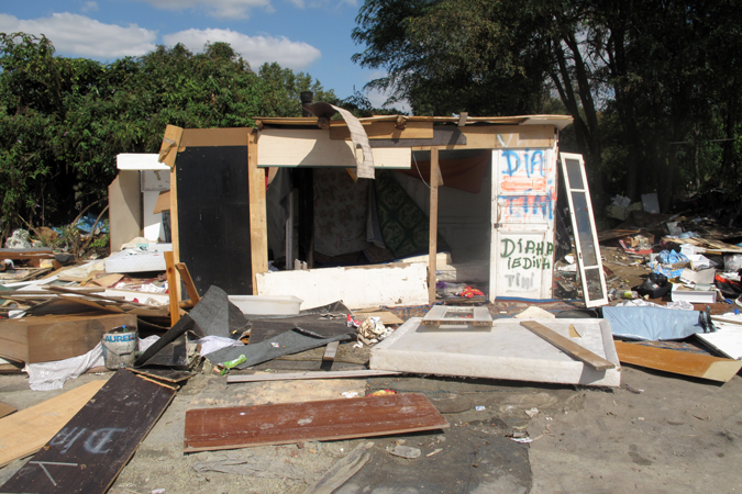 A Roma family after leaving the squatter camp