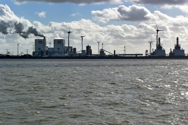 A power station seen across from the Ems river