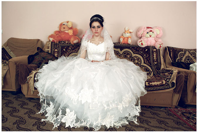 Young bride in her wedding dress.