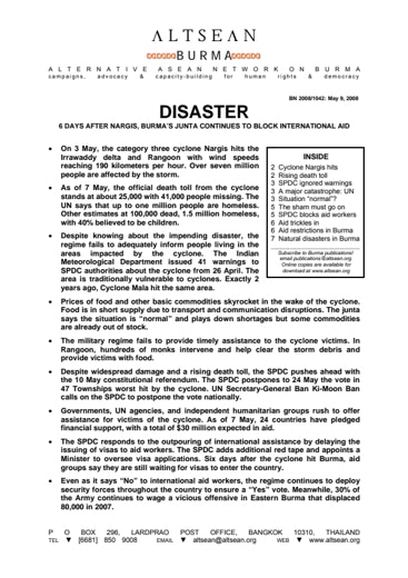 First page of PDF with filename: disaster_20080509.pdf