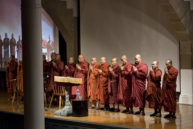 Row of monks