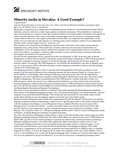 First page of PDF with filename: minority-media-slovakia-20031001.pdf