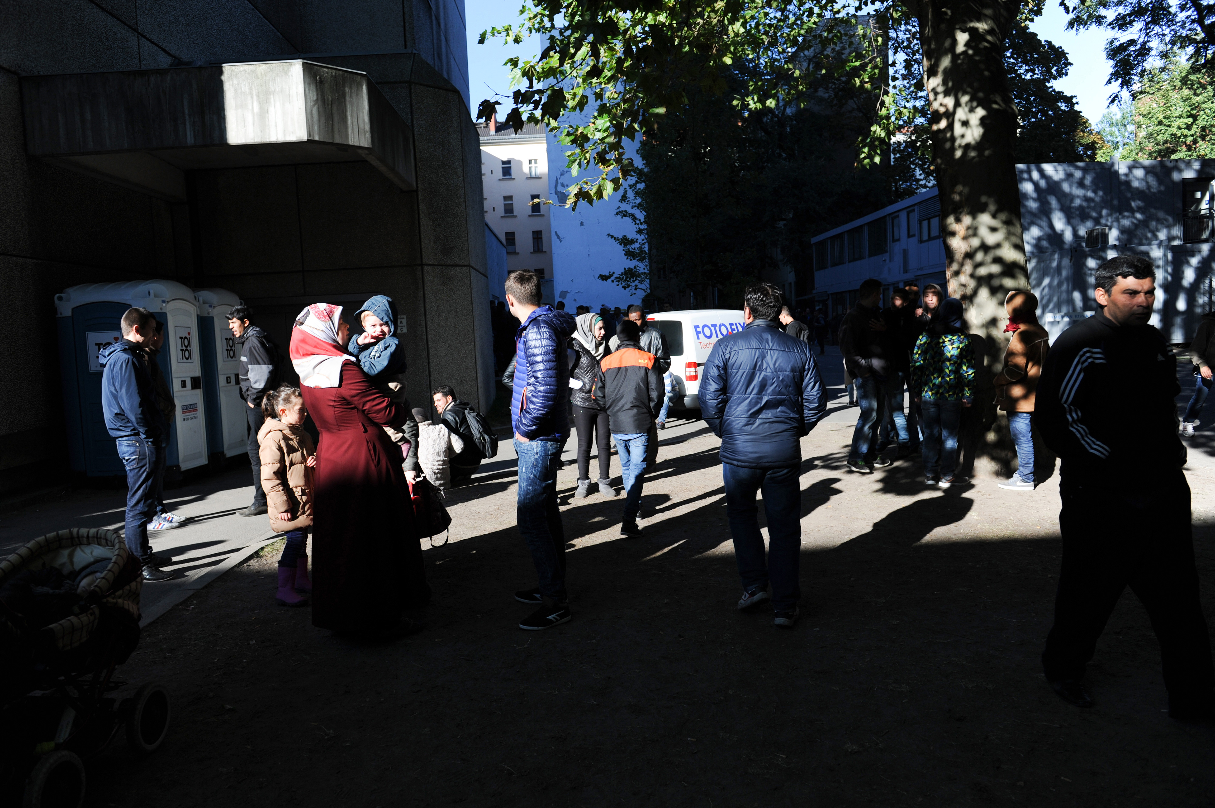 People waiting outdoors