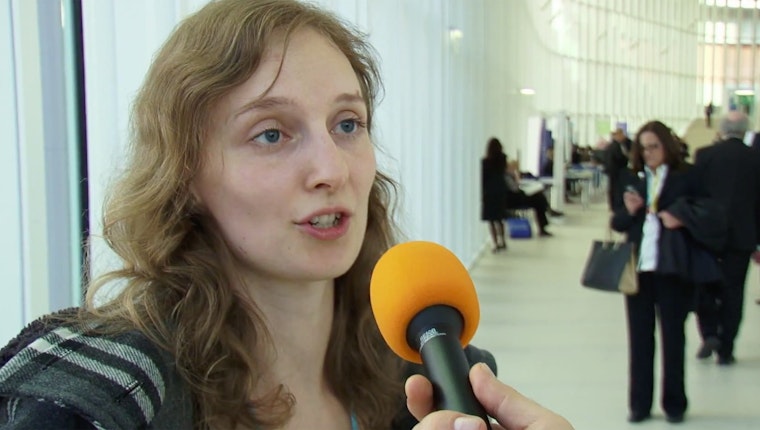 Still image from “A 50 Year Old Convention: Need for an Update?” Several organizations, have launched an effort calling on governments to review the effectiveness of current drug policies. Woman being interviewed