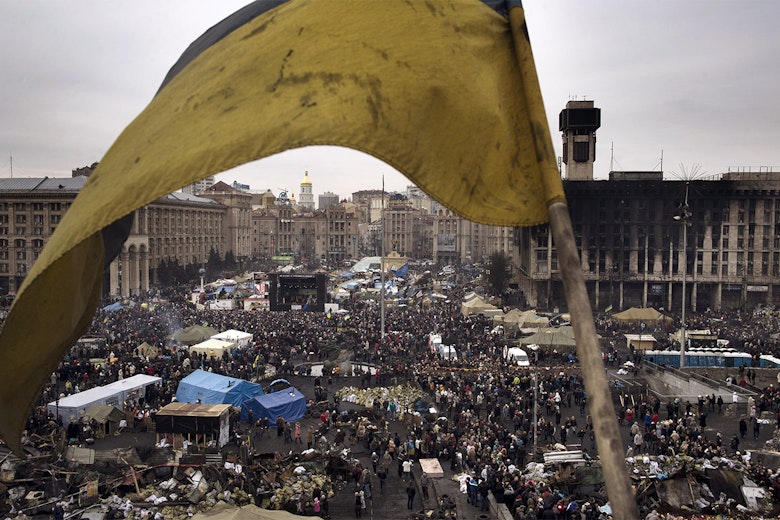 Crowds gather at Independence Square in Kyiv, Ukraine, on February 23, 2014.