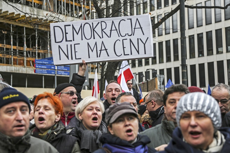 Demonstrators in Warsaw