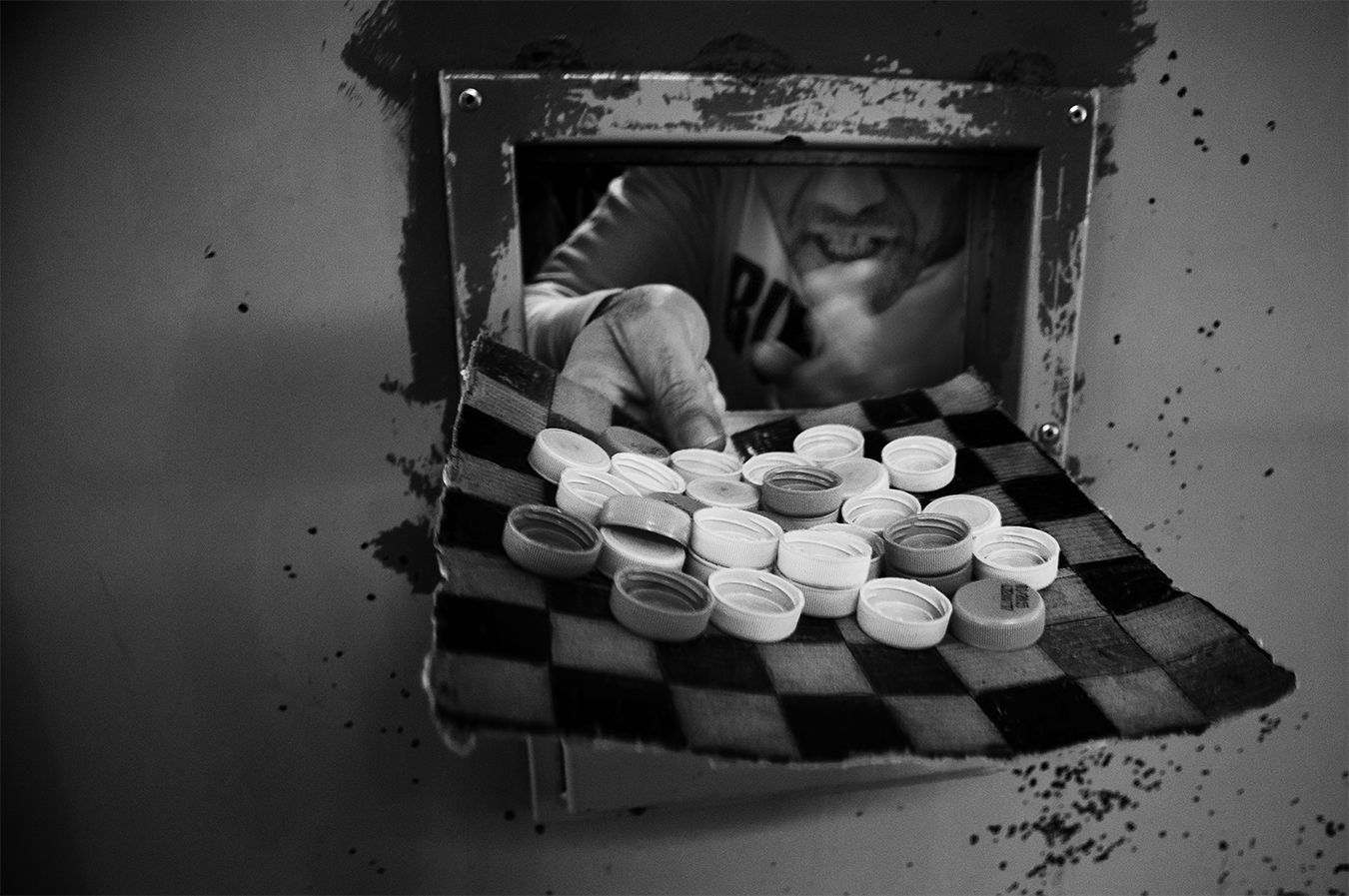 Checkerboard with bottle caps