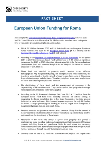 First page of PDF with filename: european-union-funding-roma-20141114.pdf