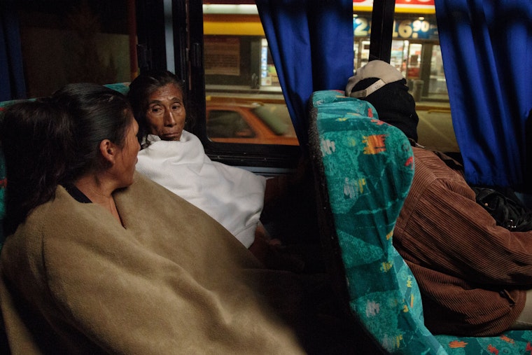Women sitting on a bus
