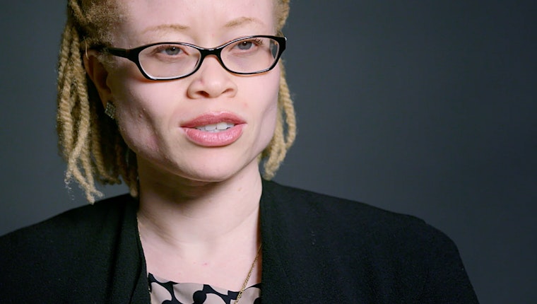 Still image from “Defending the Human Rights of People with Albinism.” Ikponwosa Ero