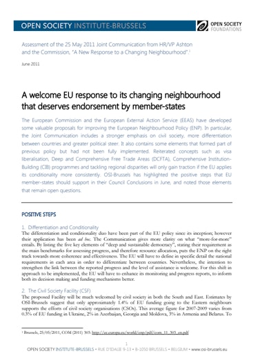 First page of PDF with filename: european-neighbourhood-policy-positive-steps-and-open-questions-20110601.pdf