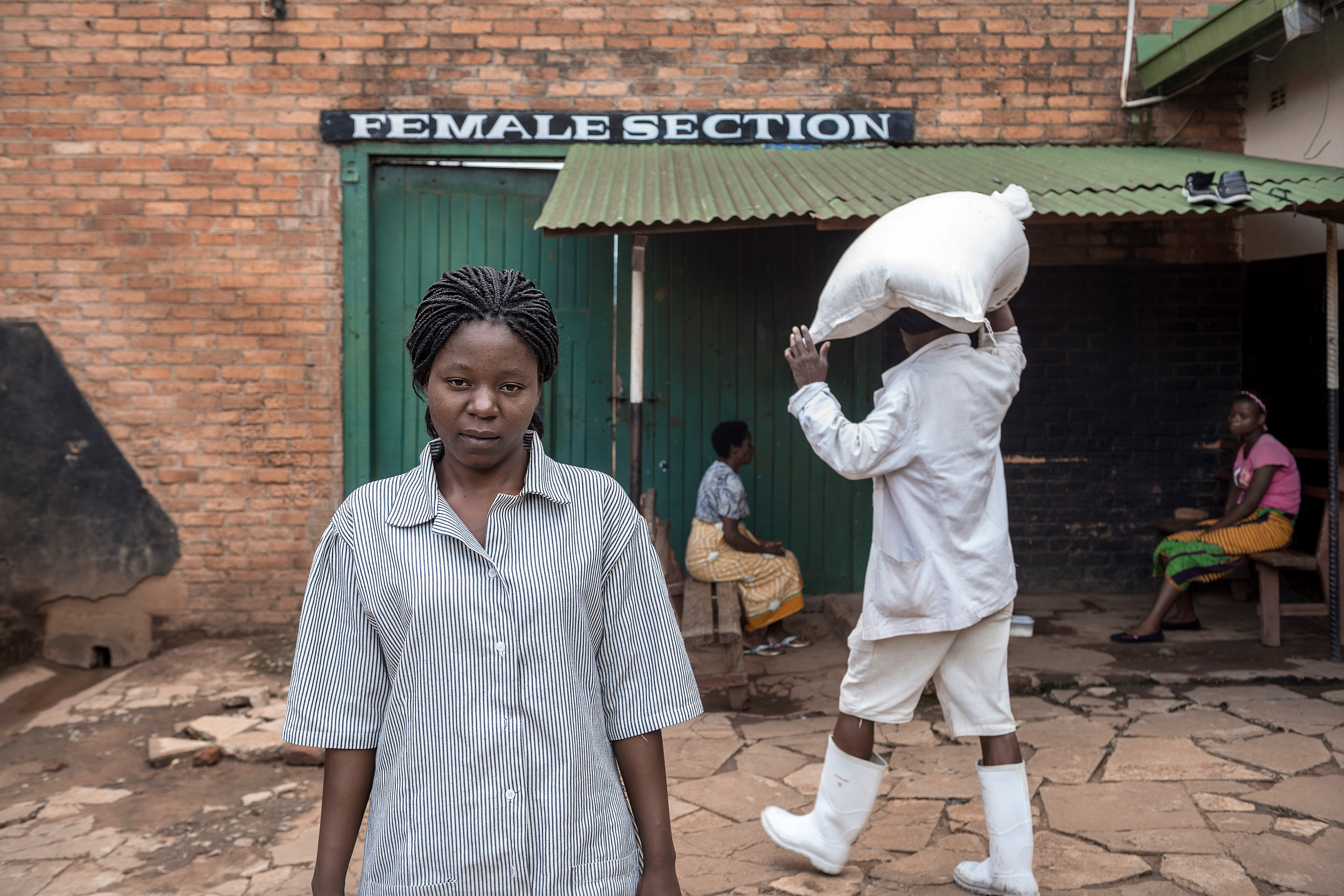 People in a prison yard