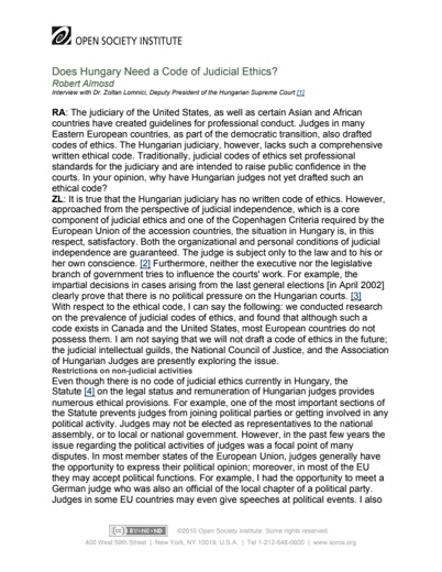 First page of PDF with filename: hungary-judicial-ethics-20020801.pdf