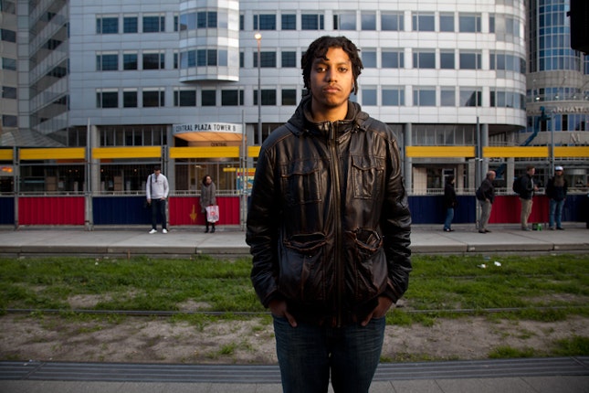 Michael, a computer science student in Rotterdam: “What does it feel like to be stopped? It feels like you’ve done something really bad even though you haven’t. It also feels like you’ve done something, just you know, that it’s your fault, and that you’re being stopped for that. You don’t expect that one day, out of nowhere, the police come to you and say that you have to kneel down, put your hands on your head, and that you’re a suspect in a robbery. I mean, it really freaks you out because you—especially me—I mean I have never done anything criminal. So yeah, it was a real shock for me.” Photo credit: © Ed Kashi/VII for the Open Society Foundations A young man