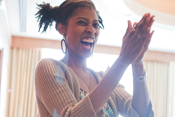 Phyllis Hubbard clapping