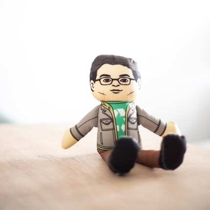 “A client bought this to represent himself during role play.” Photo credit: Objects of Desire A stuffed doll on a table top