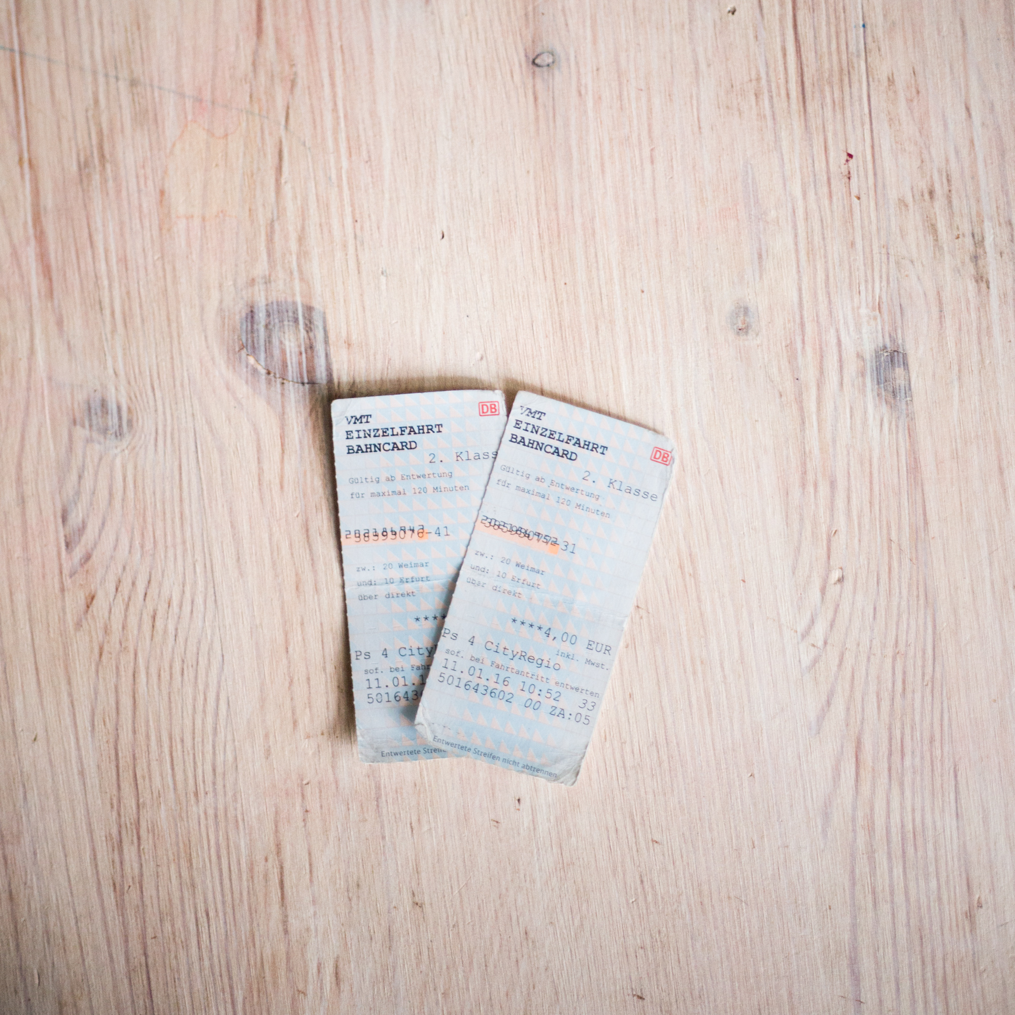 Two tickets on a table