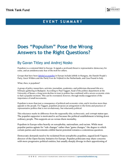 First page of PDF with filename: populism-wrong-answers-right-questions-20130919.pdf