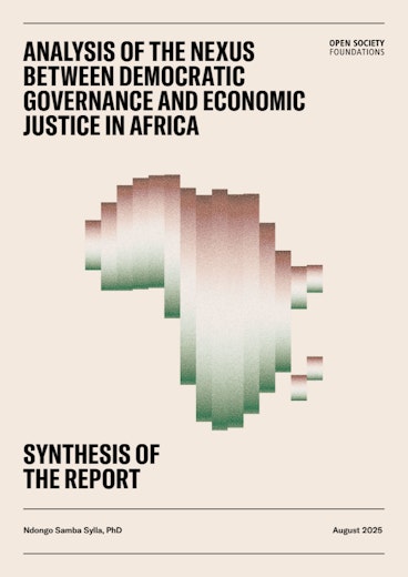 First page of PDF with filename: synthesis-analysis-of-the-nexus-between-democratic-governance-and-economic-justice-in-africa_20250911.pdf