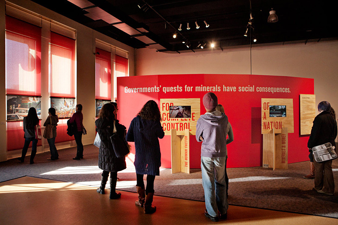 Group of people looking at an exhibit