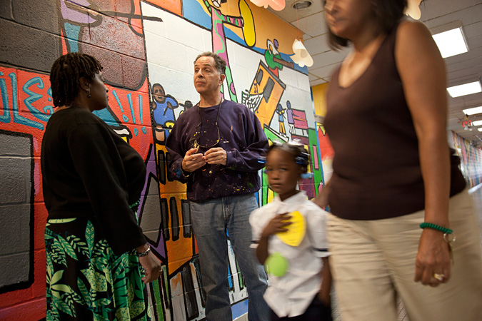 Jay Wolf Schlossberg-Cohen speaking to Cynthia Cunningham Evans