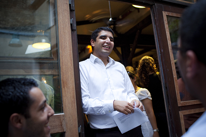 A man in a white shirt