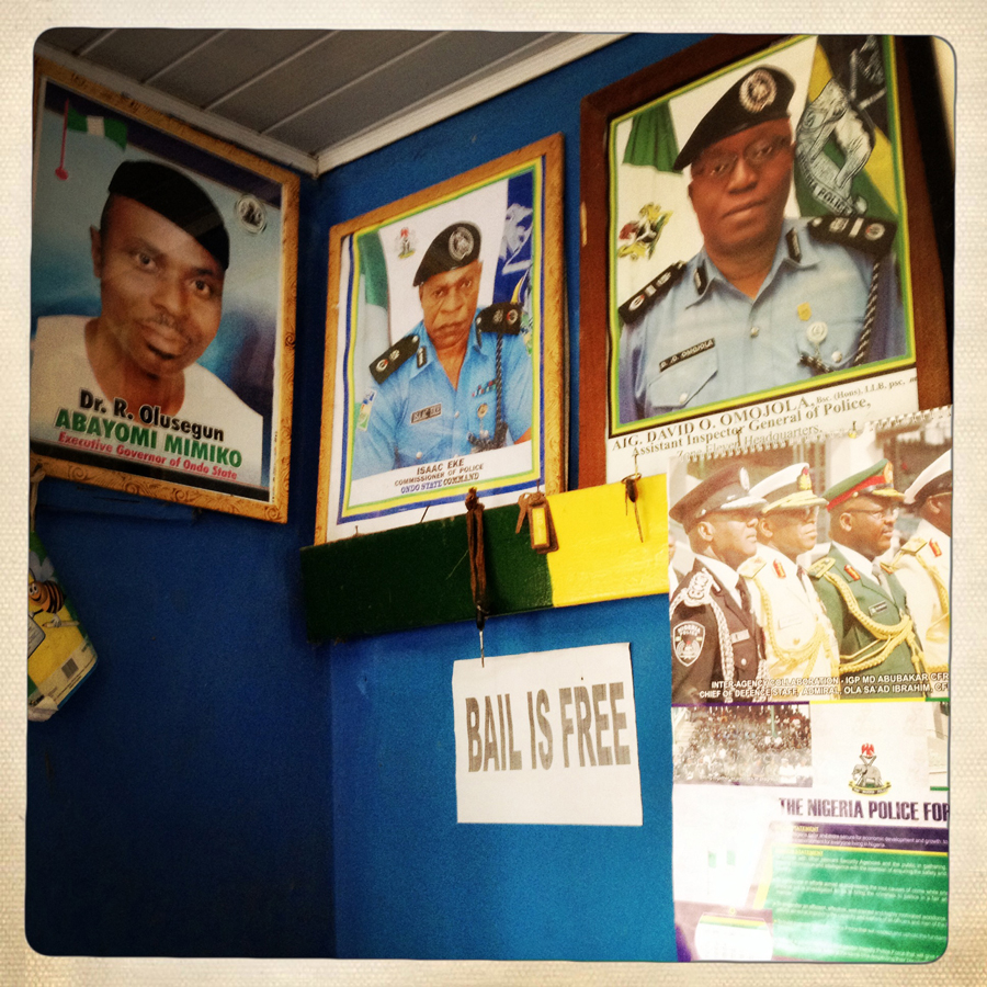 A sign in a police station