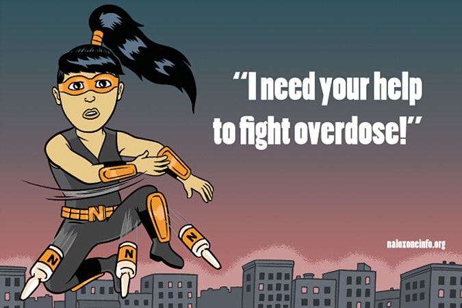 Graphic of Naloxone Ninja from naloxoneinfo.org. Naloxone Ninja