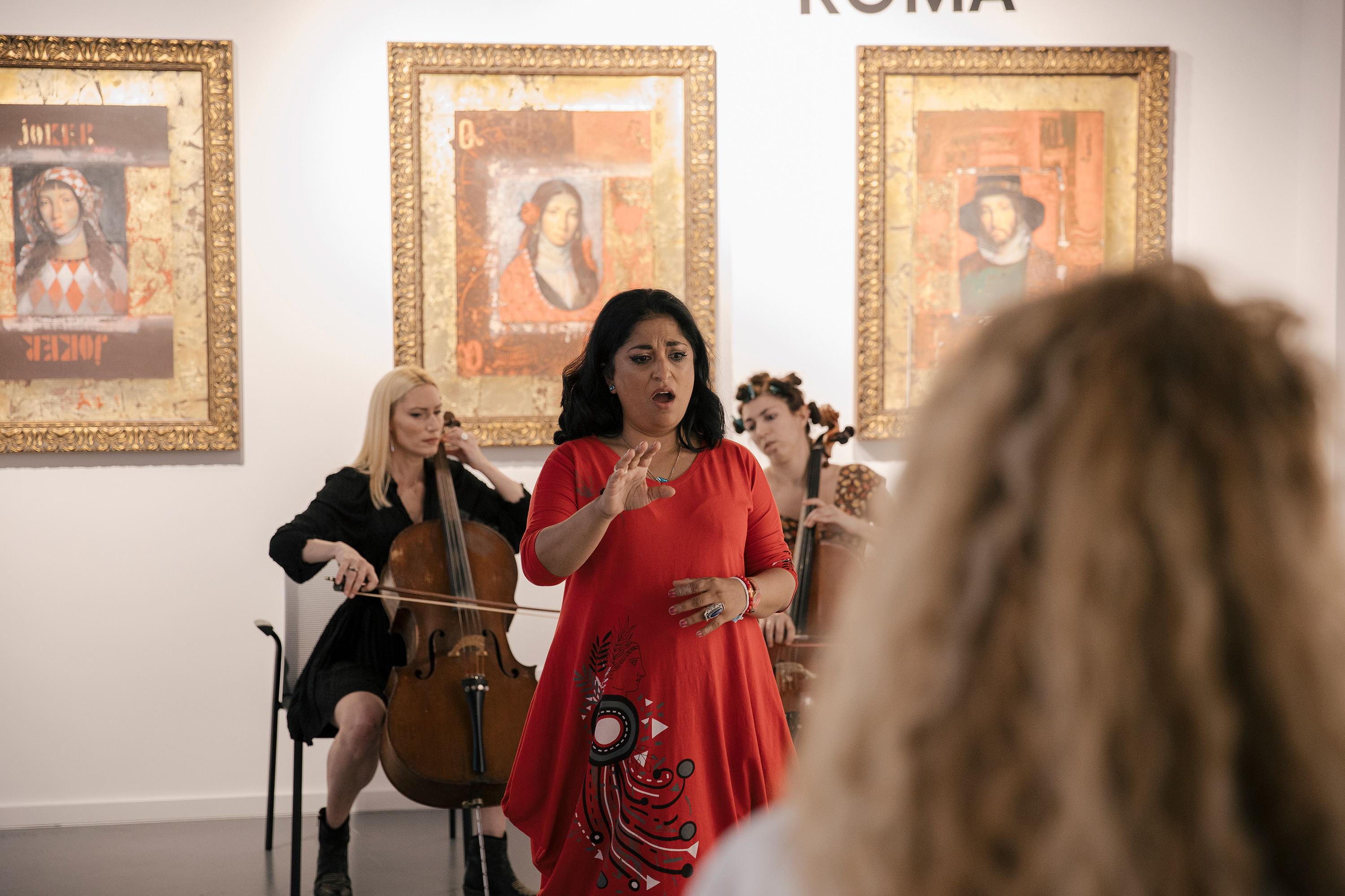 Woman singing with orchestra