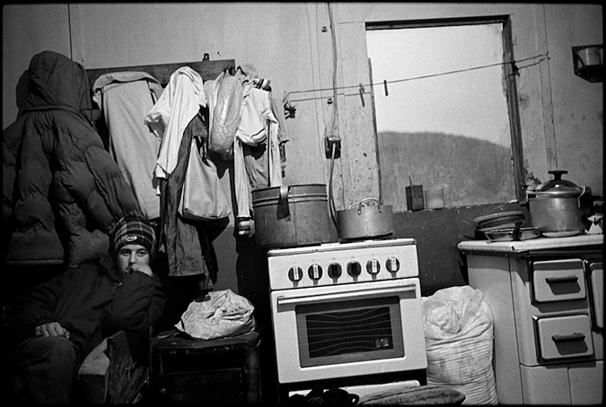 Boy sitting in a kitchen