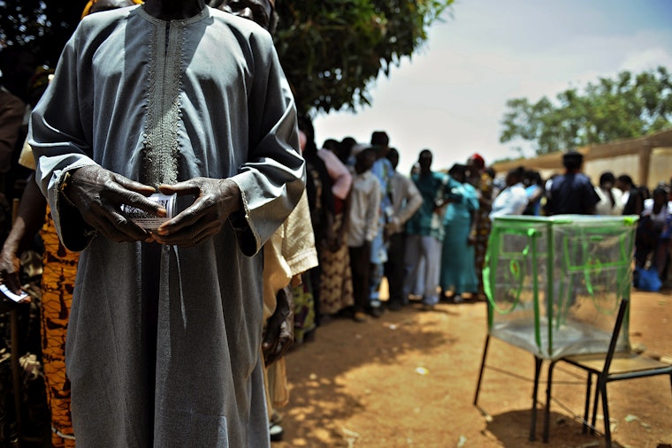 Voters in line