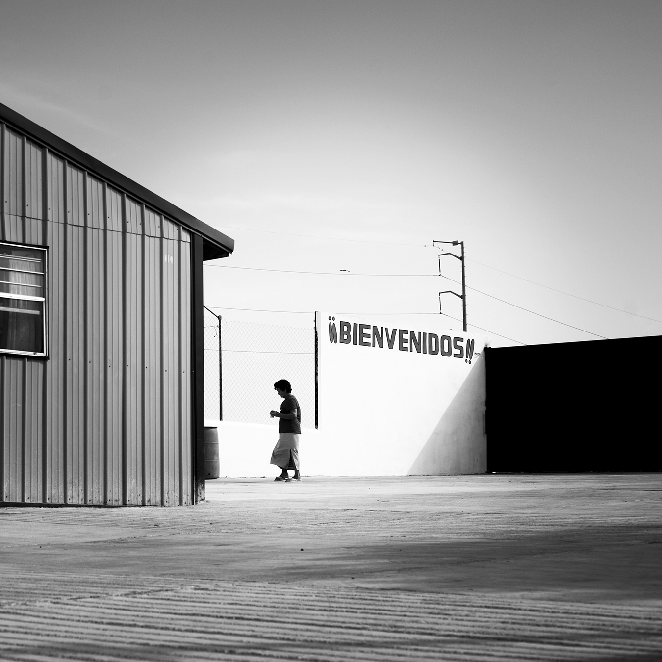 Woman walks into building