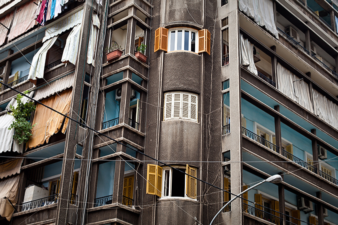 Balconies on an apartment building in Lebanon