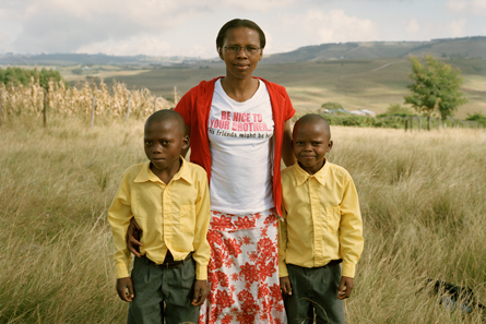 Woman with her two children