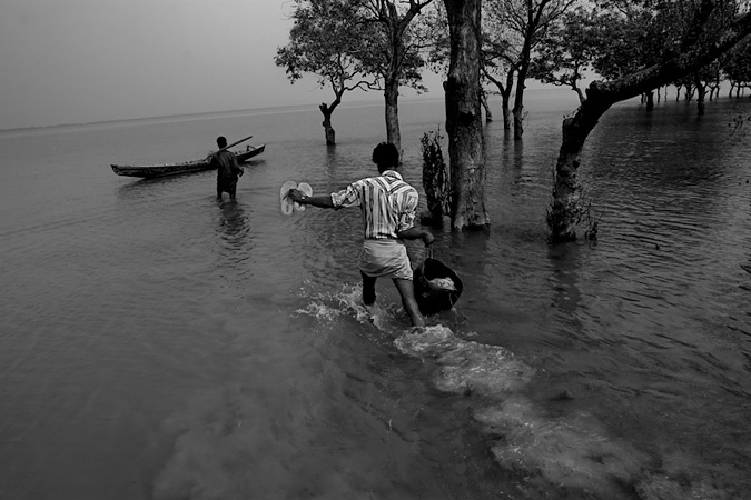 Man walking in the water