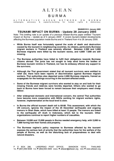 Tsunami Impact On Burma Open Society Foundations