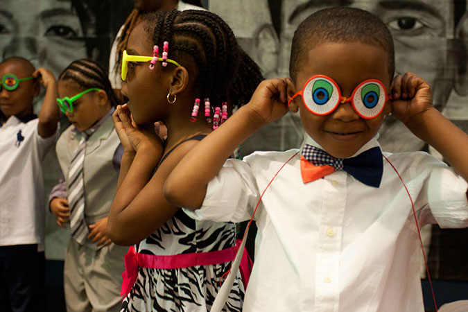 Children wearing sunglasses.