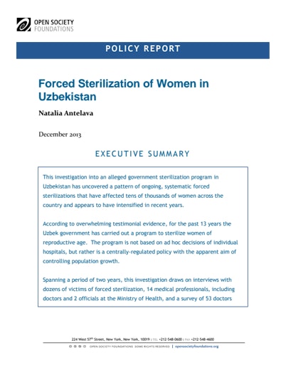 A Deafening Silence Over Forced Sterilization In Uzbekistan Open Society Foundations