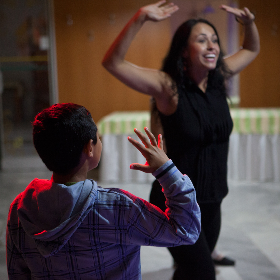 A woman and child playing