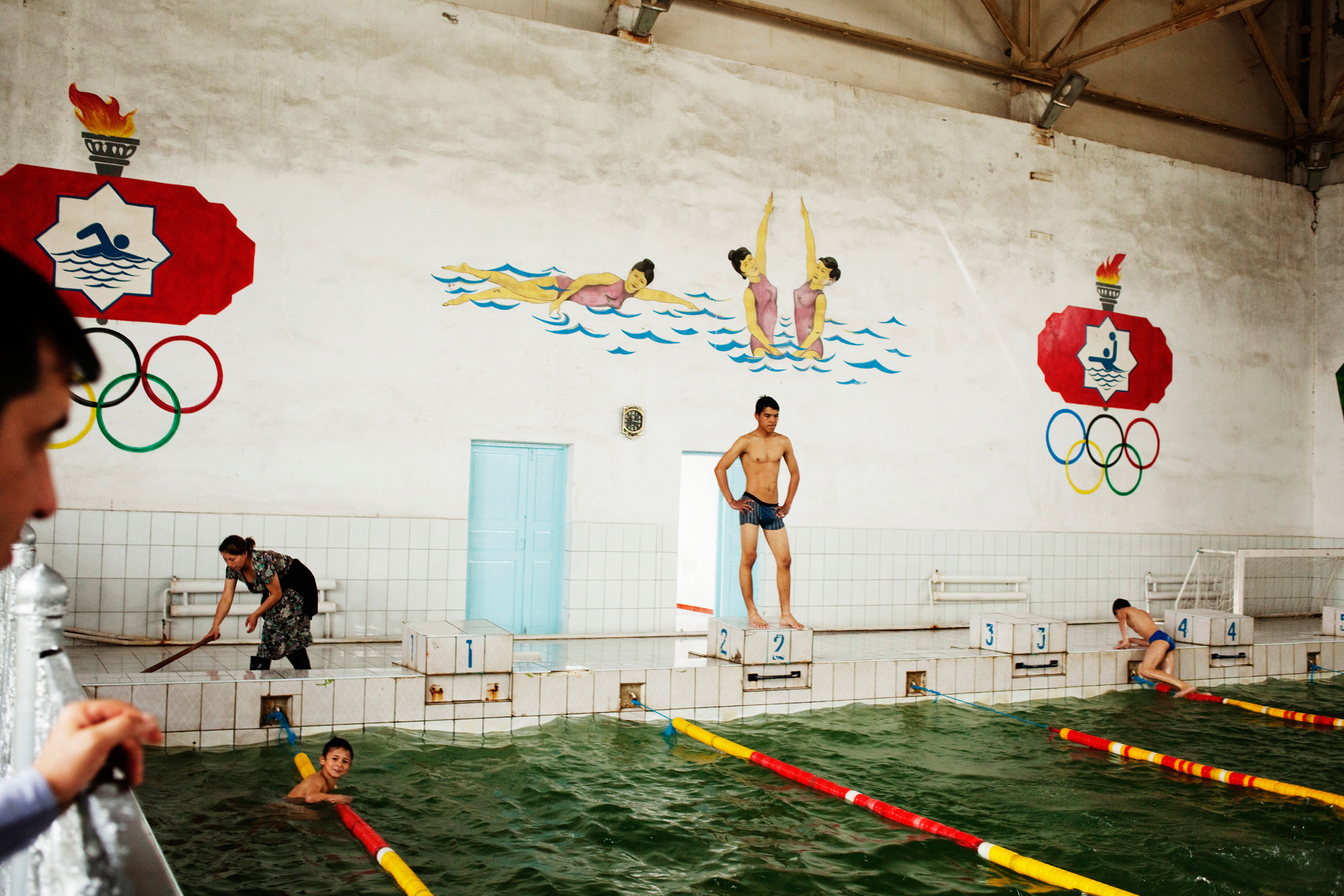 Man on diving board.