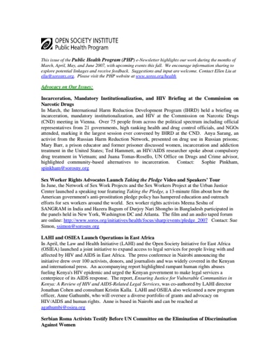 First page of PDF with filename: enewsletter_springsummer2007.pdf